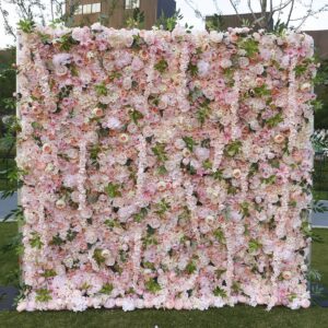 5d pink rose roll up flower wall backdrop for wedding & party celebration decor bd062