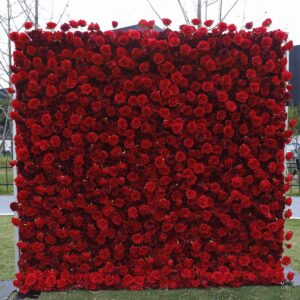 5d red rose roll up flower wall backdrop for wedding & party celebration decor bd060