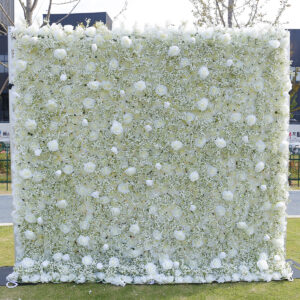 white baby’s breath 5d flower wall – elegant backdrop for weddings and events bd064