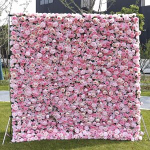 roll up fabric artificial flower wall wedding backdrop, floral party decor, event photography bd040