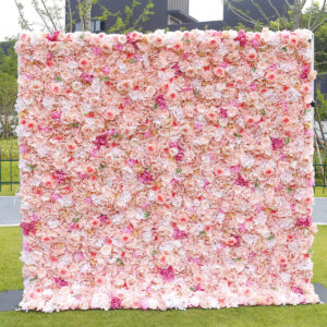 roll up fabric artificial flower wall wedding backdrop, floral party decor, event photography bd118