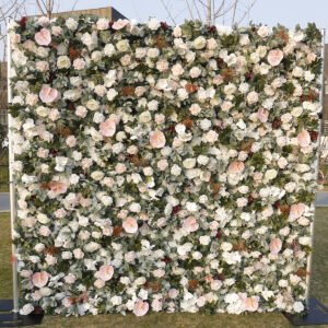 5d woodland style fabric backed artificial flower wall (roll format) — wedding backdrop, party floral decor, event photography prop bd095