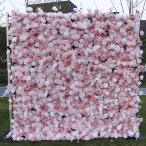 5d fabric backed faux floral wall backdrop — pink — ideal for wedding and event decoration bd102